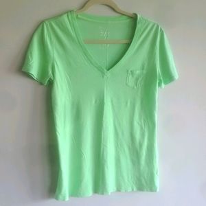 Gap Neon Green V Neck T-Shirt